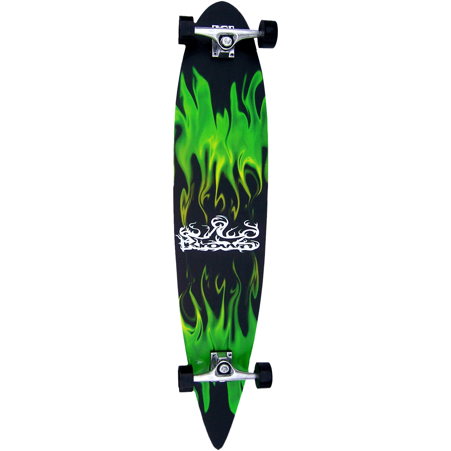 Krown Longboard Complete Pintail Green Flame 9in x 43in